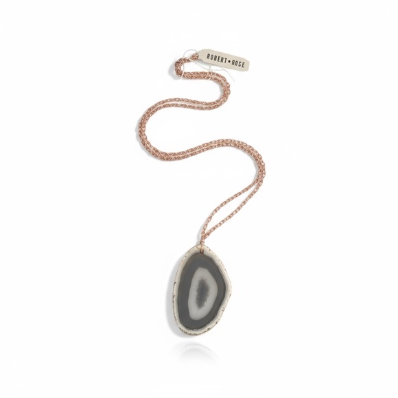 new Robert Rose ✲ Polished Agate Slab Statement Necklace ✲ Rose Gold Link Chain - Picture 15 of 16